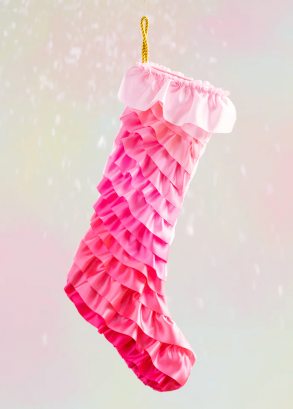 Pink Rows of Ruffles Stocking by Glitterville